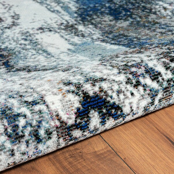 5' X 8' Shades of Blue and Gray Abstract Marble Area Rug-Area Rugs-DECOROLALA