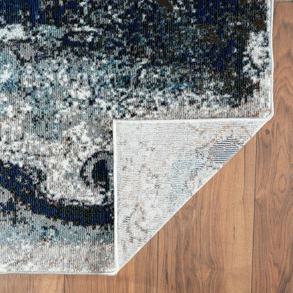 5' X 8' Shades of Blue and Gray Abstract Marble Area Rug-Area Rugs-DECOROLALA