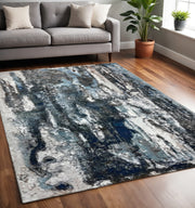 5' X 8' Shades of Blue and Gray Abstract Marble Area Rug-Area Rugs-DECOROLALA