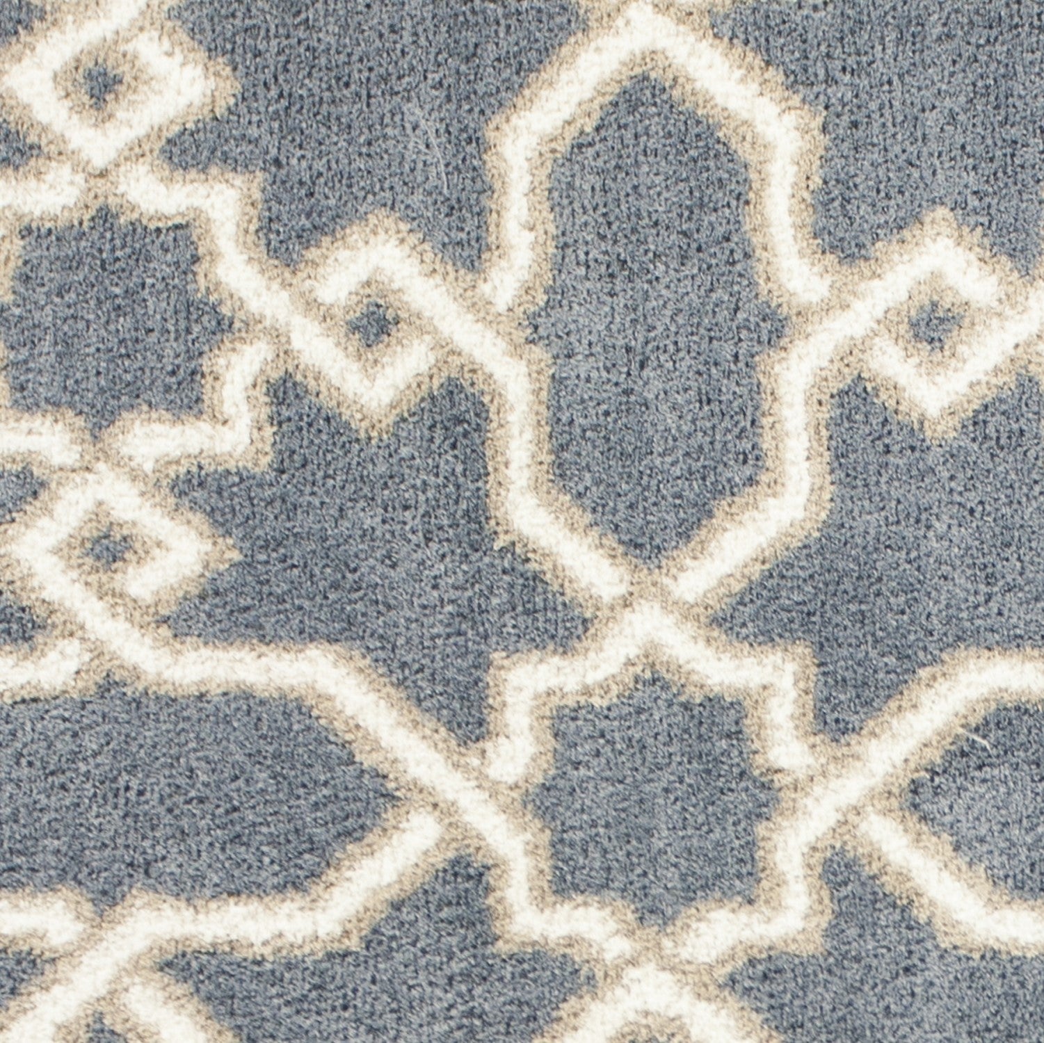 5' X 8' Slate Blue And Ivory Geometric Area Rug-Area Rugs-DECOROLALA