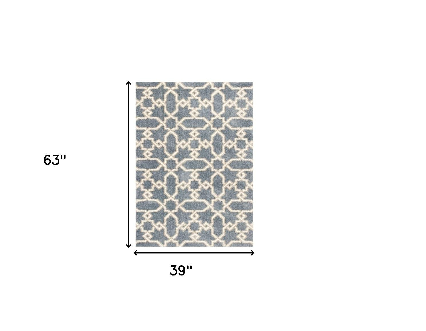 5' X 8' Slate Blue And Ivory Geometric Area Rug-Area Rugs-DECOROLALA