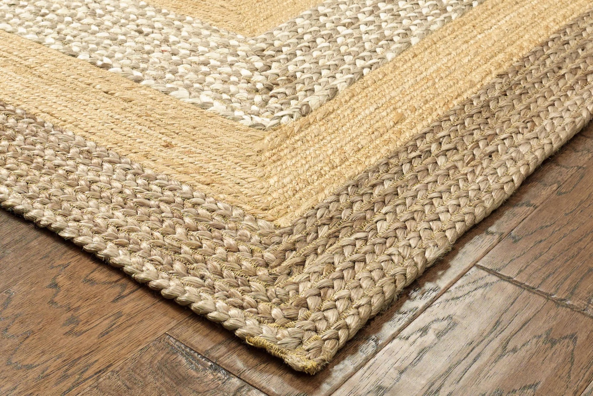 5' X 8' Tan Hand Braided Area Rug-Area Rugs-DECOROLALA