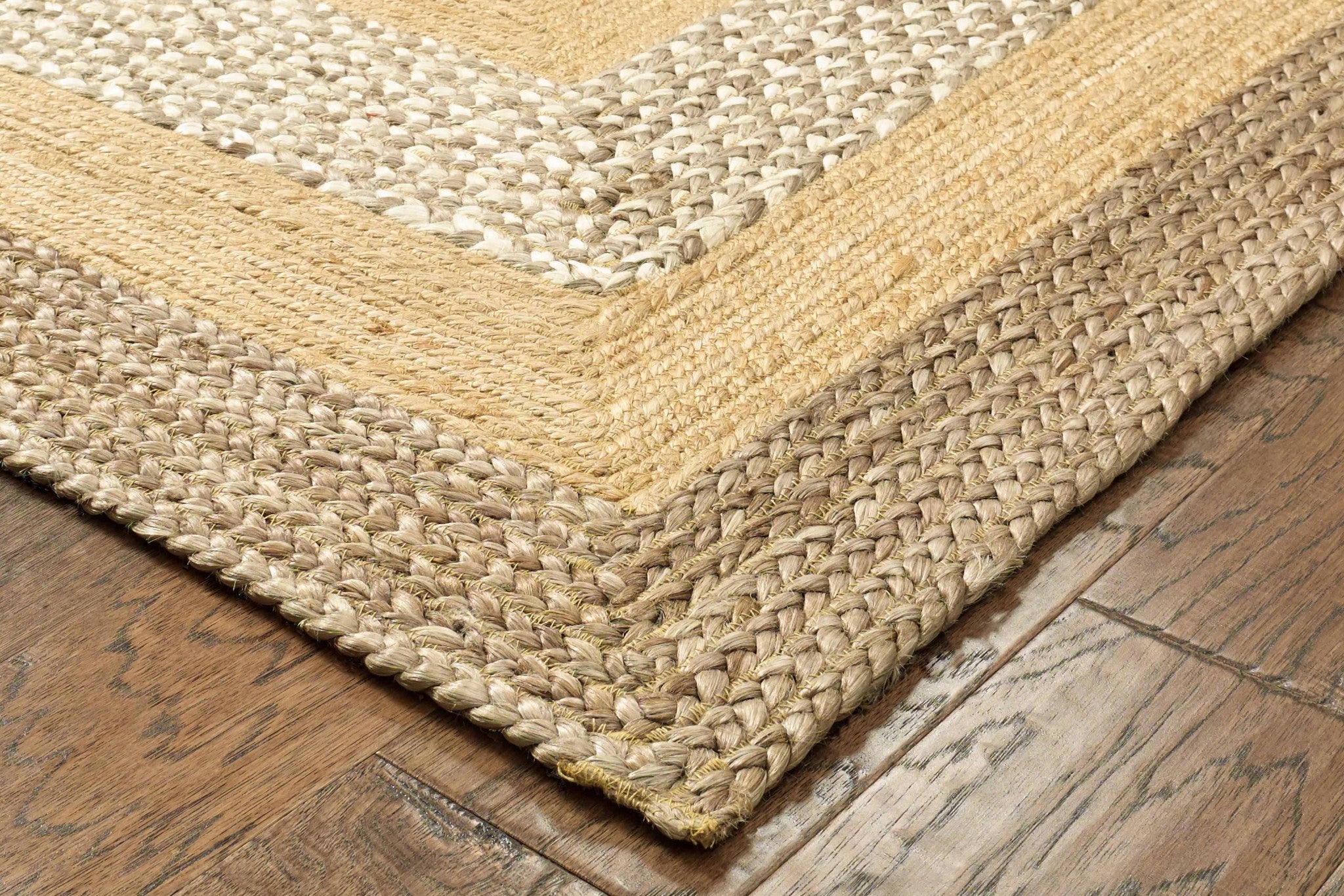 5' X 8' Tan Hand Braided Area Rug-Area Rugs-DECOROLALA