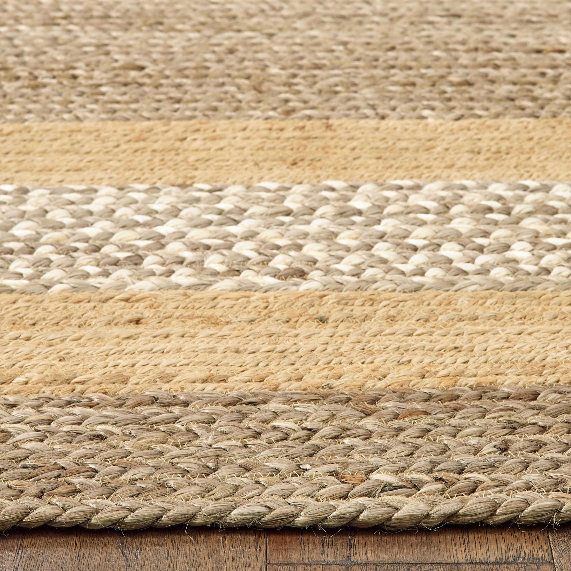 5' X 8' Tan Hand Braided Area Rug-Area Rugs-DECOROLALA