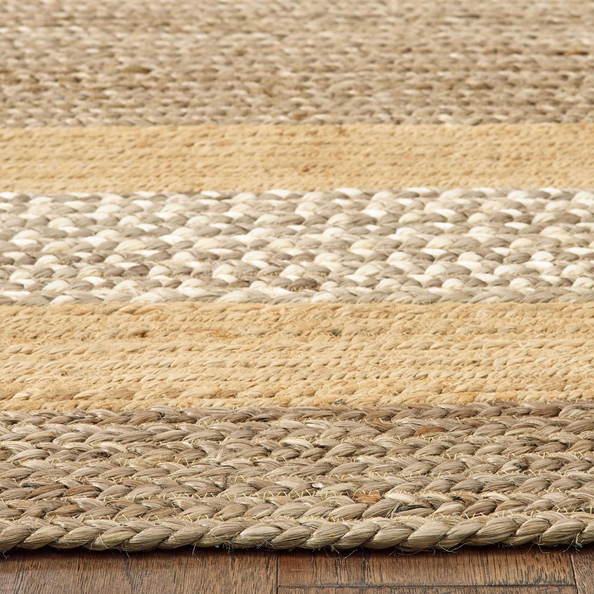 5' X 8' Tan Hand Braided Area Rug-Area Rugs-DECOROLALA