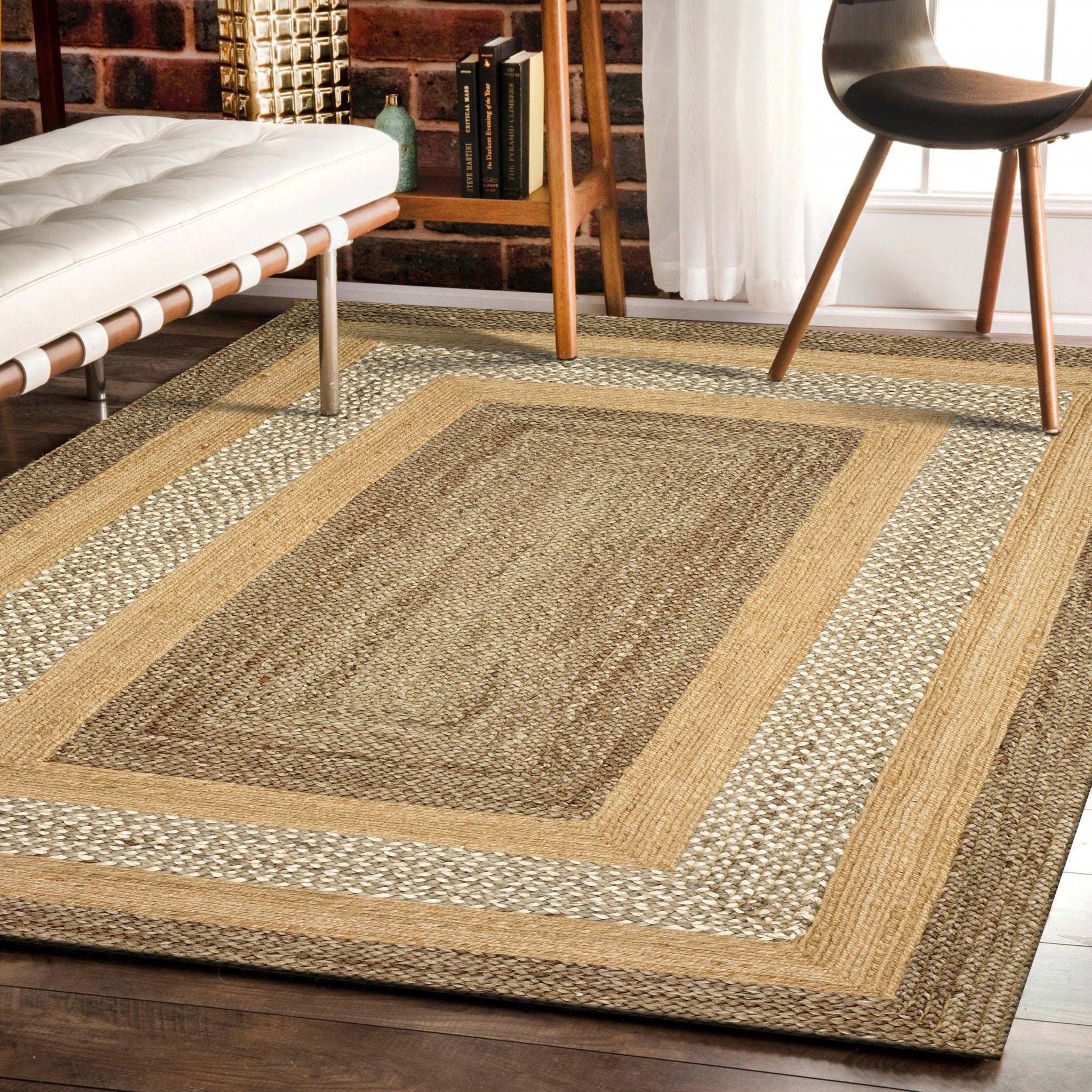 5' X 8' Tan Hand Braided Area Rug-Area Rugs-DECOROLALA