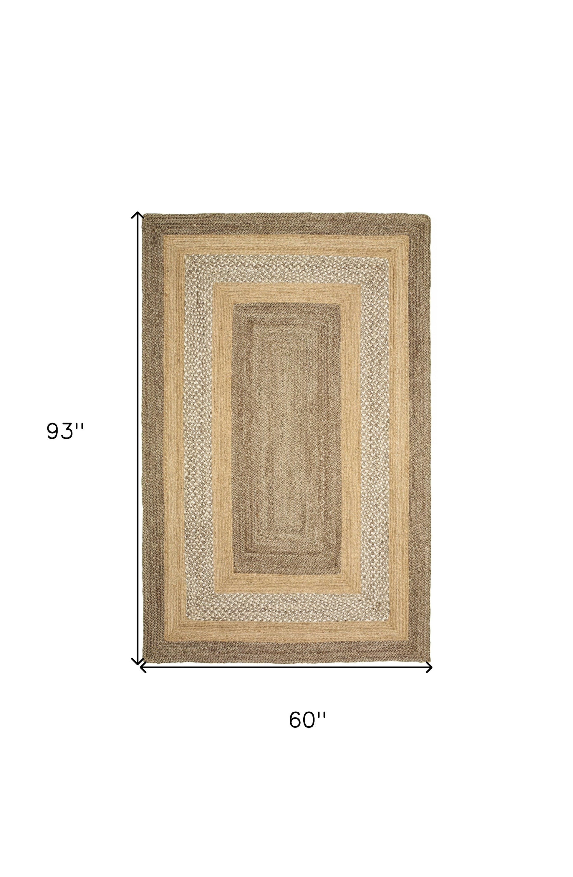5' X 8' Tan Hand Braided Area Rug-Area Rugs-DECOROLALA
