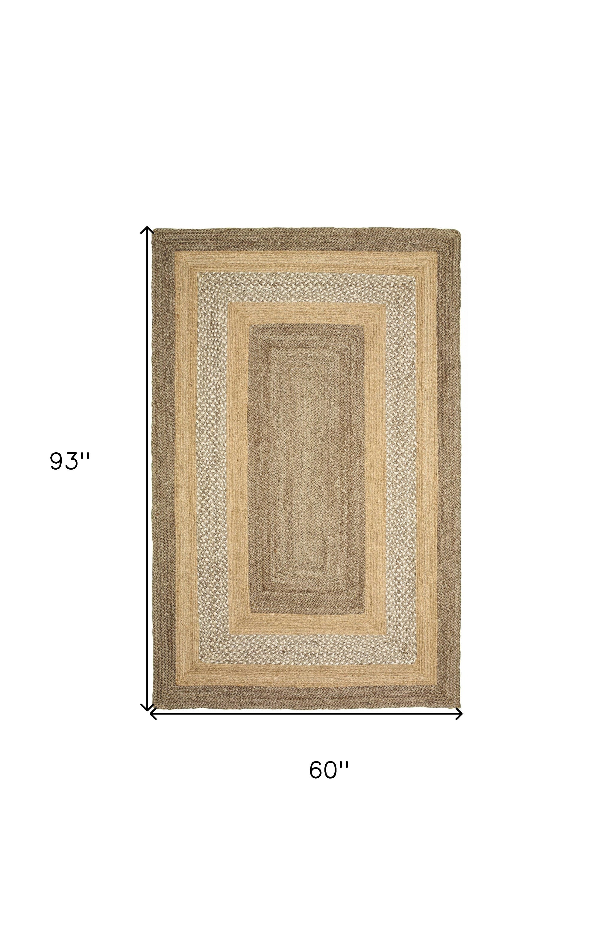 5' X 8' Tan Hand Braided Area Rug-Area Rugs-DECOROLALA