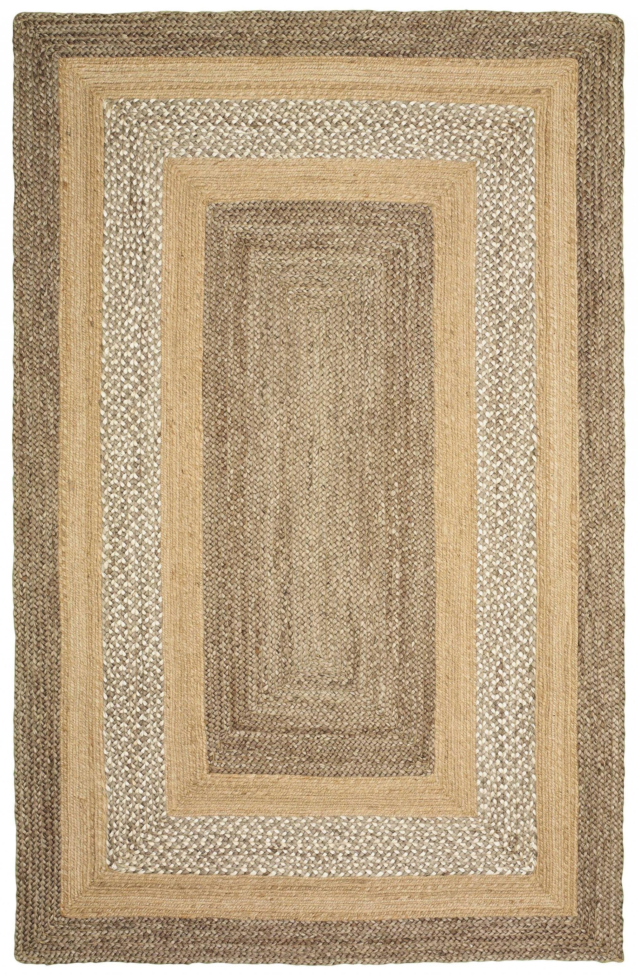 5' X 8' Tan Hand Braided Area Rug-Area Rugs-DECOROLALA