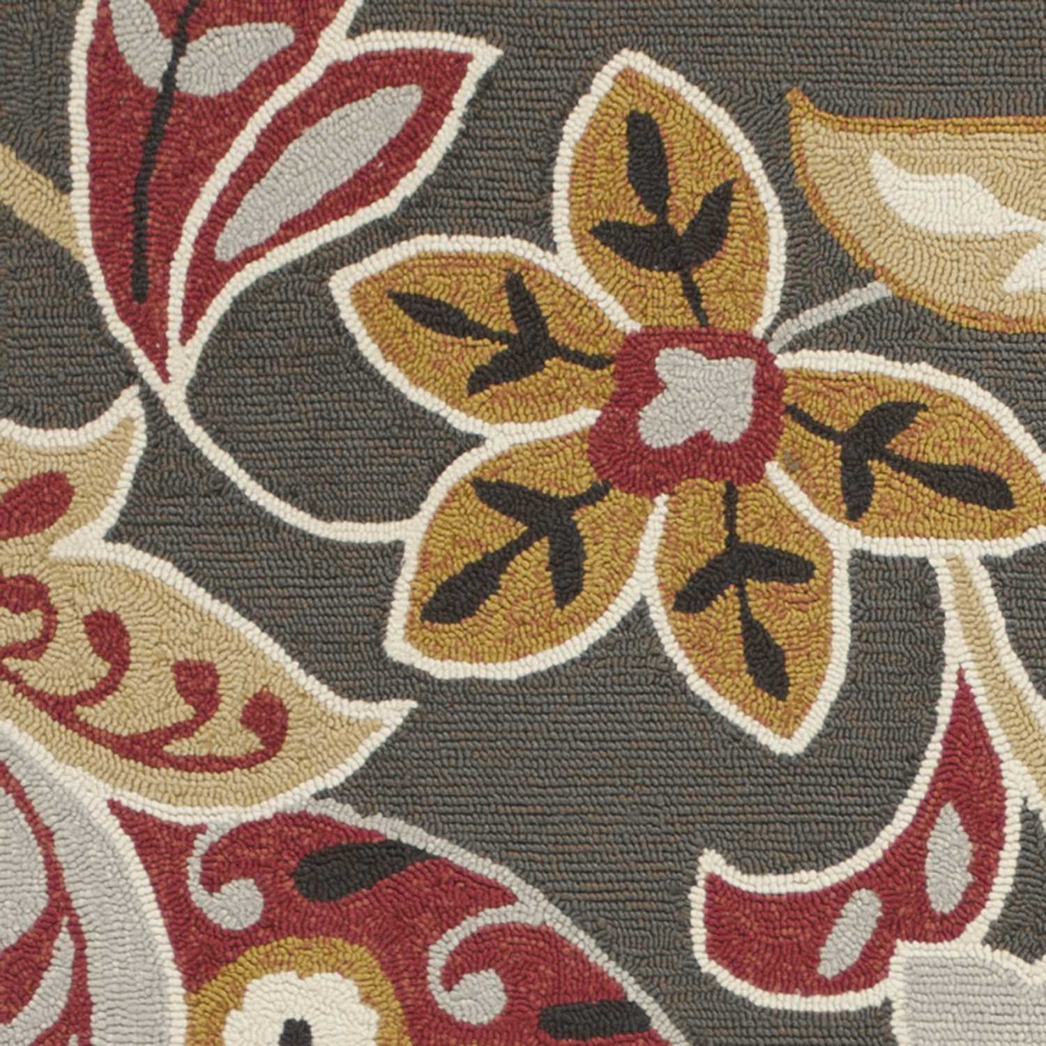 5' X 8' Taupe Floral Indoor Outdoor Area Rug-Outdoor Rugs-DECOROLALA