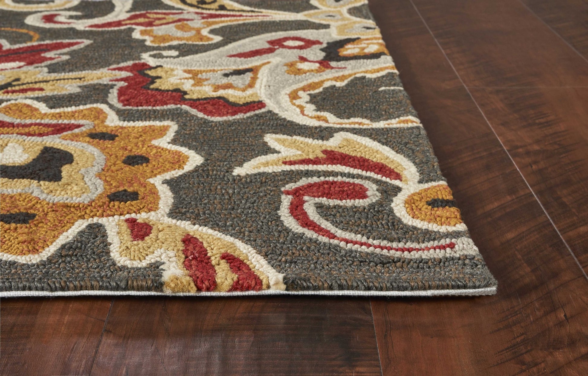 5' X 8' Taupe Floral Indoor Outdoor Area Rug-Outdoor Rugs-DECOROLALA