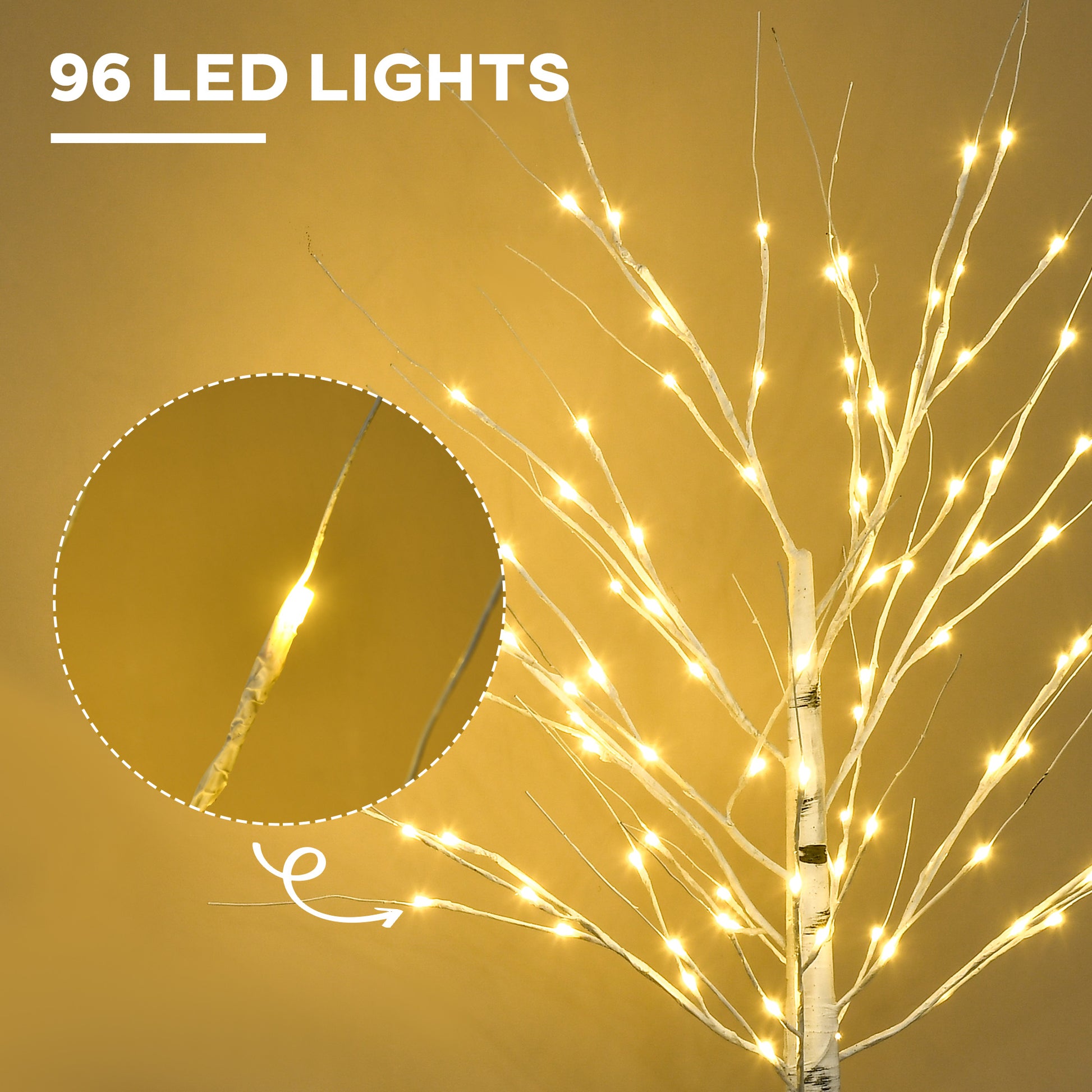 5 ft Artificial Birch Tree - 96 Warm White LED Lights-Home Furnishings > Holiday & Seasonal > Christmas Decorations > Artificial Tree Light-DECOROLALA