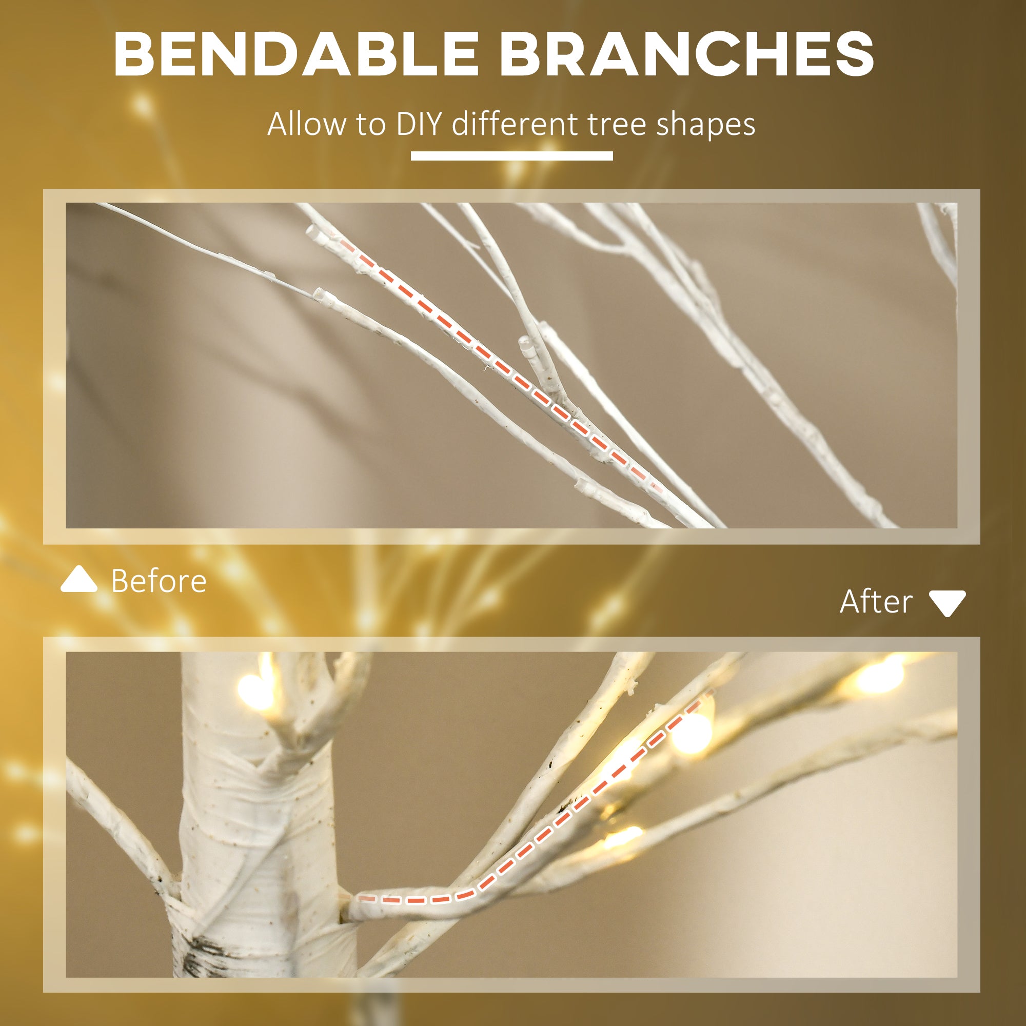 5 ft Artificial Birch Tree - 96 Warm White LED Lights-Home Furnishings > Holiday & Seasonal > Christmas Decorations > Artificial Tree Light-DECOROLALA