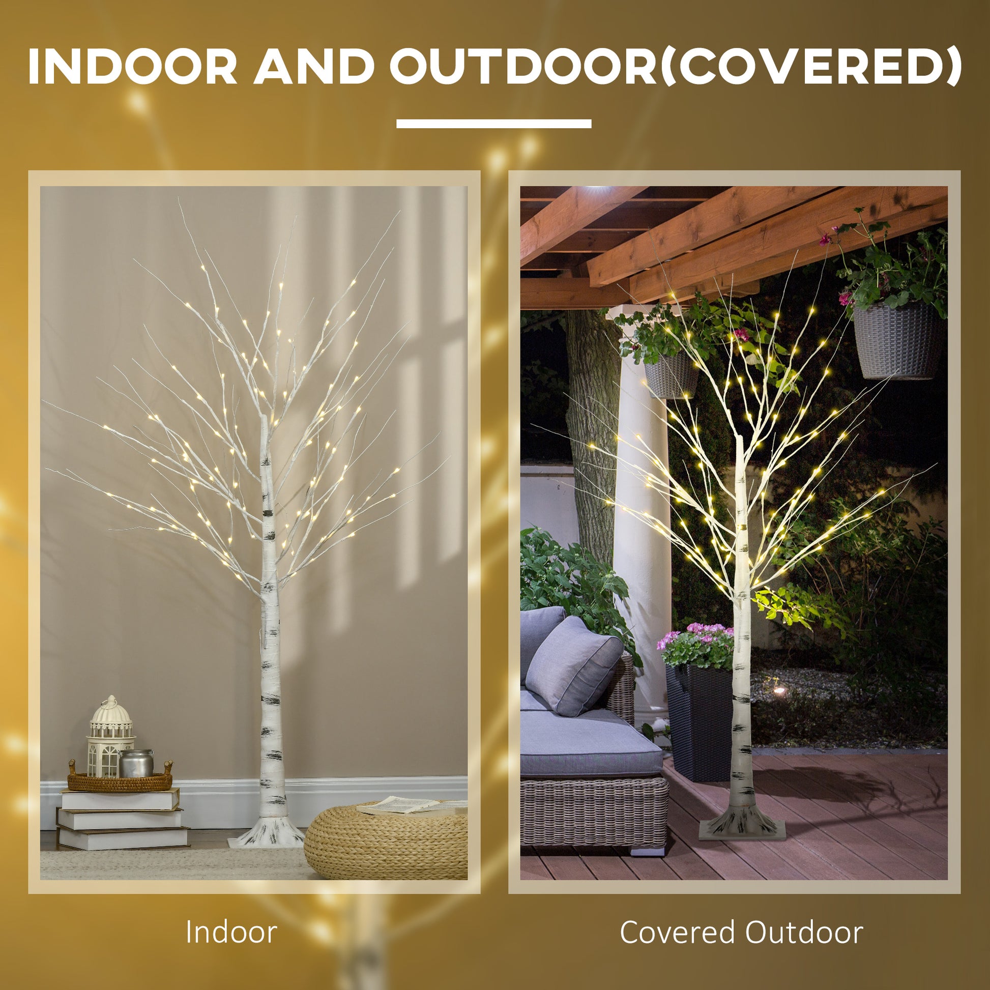 5 ft Artificial Birch Tree - 96 Warm White LED Lights-Home Furnishings > Holiday & Seasonal > Christmas Decorations > Artificial Tree Light-DECOROLALA