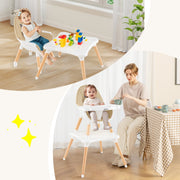 5-in-1 Baby Wooden Convertible High Chair-Khaki-High Chairs-DECOROLALA