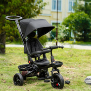 Tricycle for Toddler 5 in 1 Kids Trike, Foldable Converts Stroller to Toddler Bike, Adjustable Backrest & Curved Canopy, Detachable Guardrail & Handle for 1-5 Years Old-Toys & Games > Baby & Toddler Toys > Riding & Rocking Toys > Tricycles for Kids-DECOROLALA