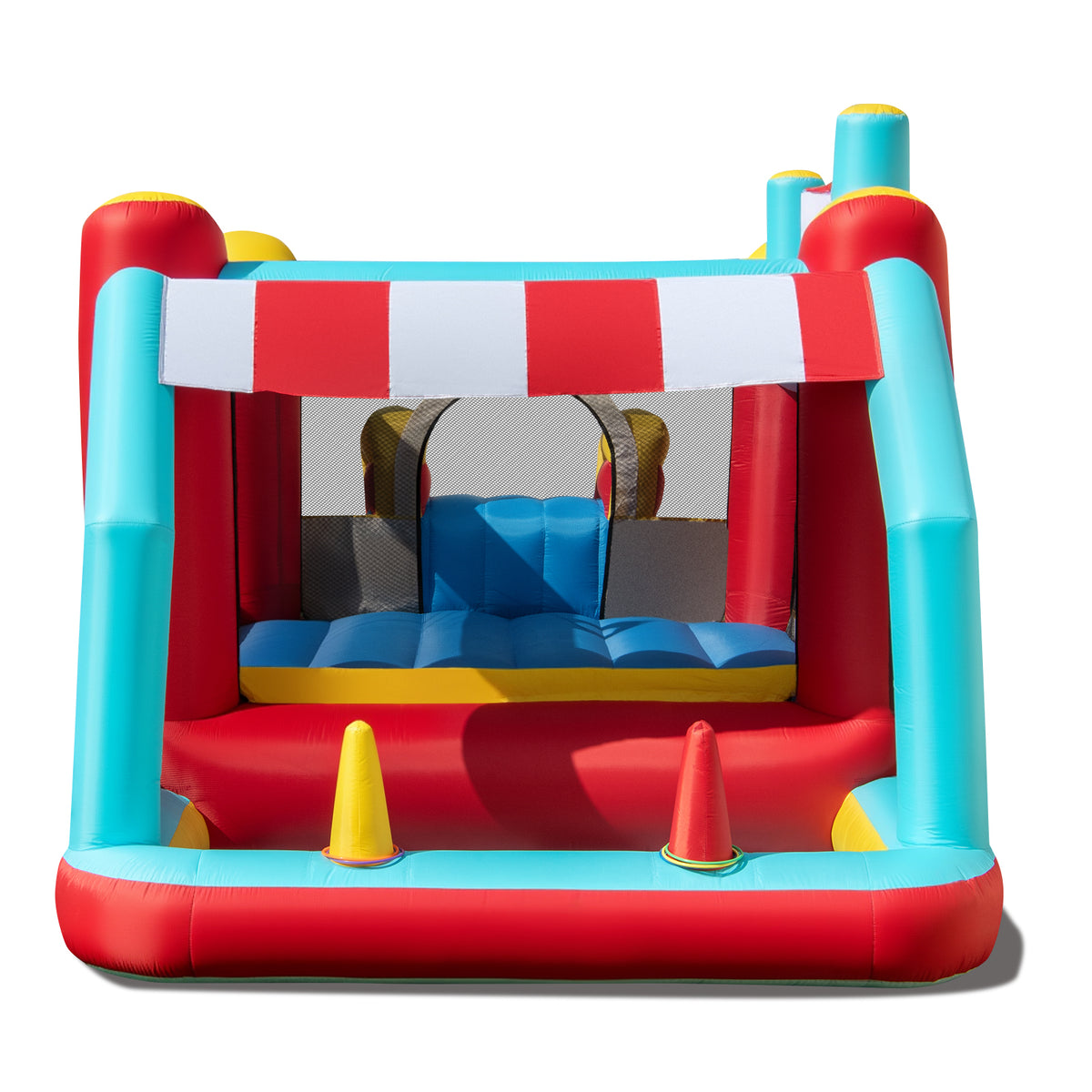 Château gonflable 5-en-1 sur le thème de la glace avec piscine à balles et toboggan, sans soufflerie
