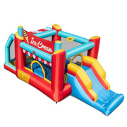 Château gonflable 5-en-1 sur le thème de la glace avec piscine à balles et toboggan, sans soufflerie