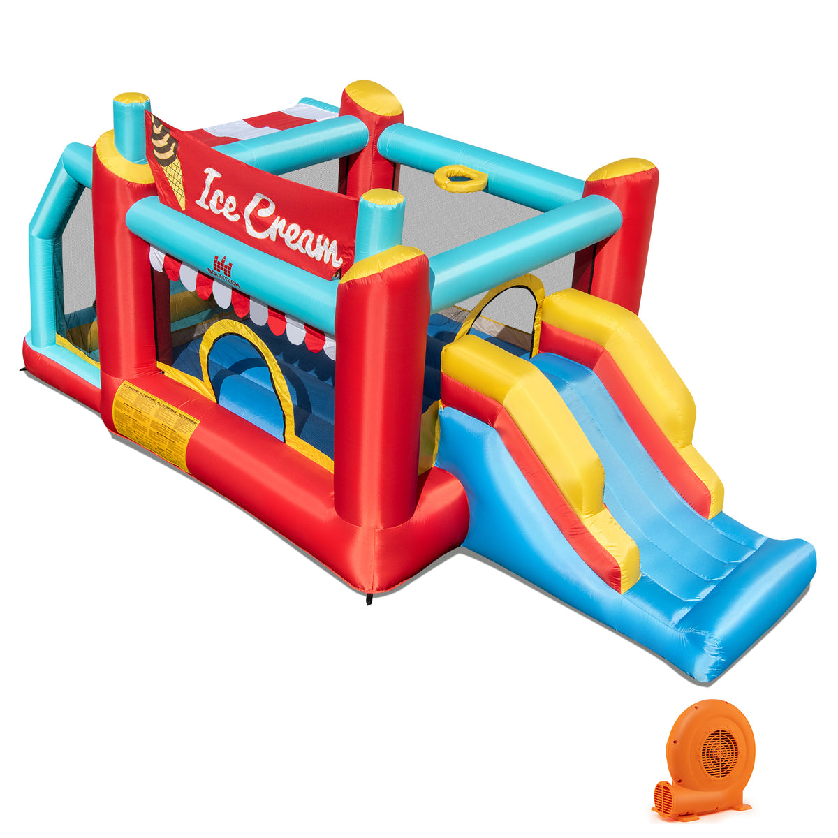 5-in-1 Ice Cream Inflatable Bounce House with Slide, Ball Pit & Blower-Bounce House-DECOROLALA