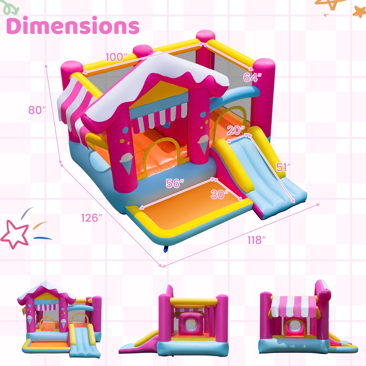 Château gonflable 5-en-1 avec tunnel pour enfants de 3 à 12 ans