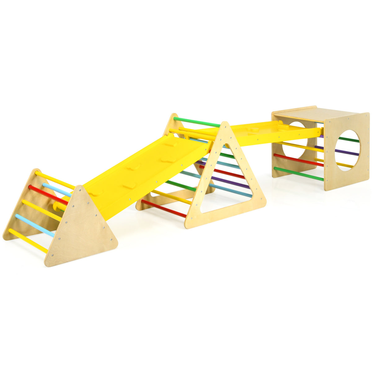 5 in 1 Kids Triangle Climber Play Gym Set with 2 Ramps
