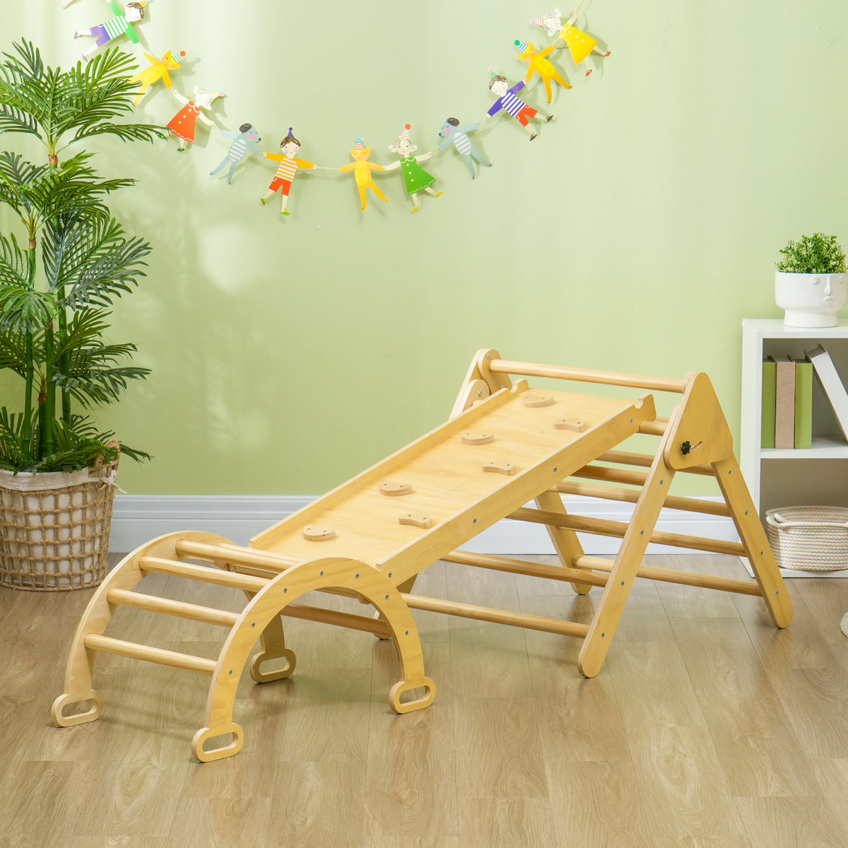 5 in 1 Pikler Triangle Set with Ladder, Ramp, Arch, for 18-48 months, Multicolour-Toys & Games > Baby & Toddler Toys > Kids Gym & Playmats-DECOROLALA