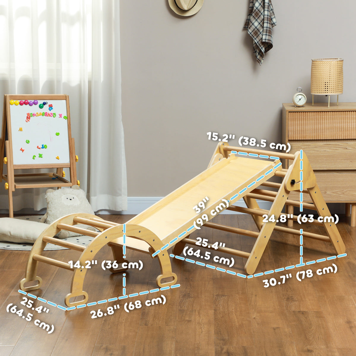 5 in 1 Pikler Triangle Set with Ladder, Ramp, Arch, for 18-48 months, Multicolour-Toys & Games > Baby & Toddler Toys > Kids Gym & Playmats-DECOROLALA