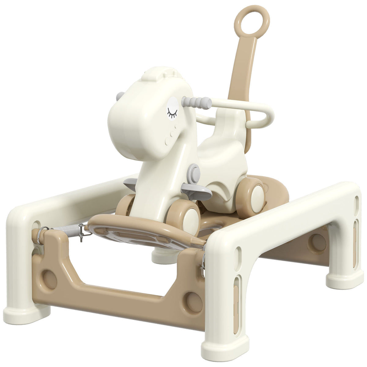 5 in 1 Rocking Horse for Toddlers 1-6 Years with Balance Board, Push Handle, 4 Smooth Wheels-Toys & Games > Baby & Toddler Toys > Riding & Rocking Toys > Rocking Horses-DECOROLALA