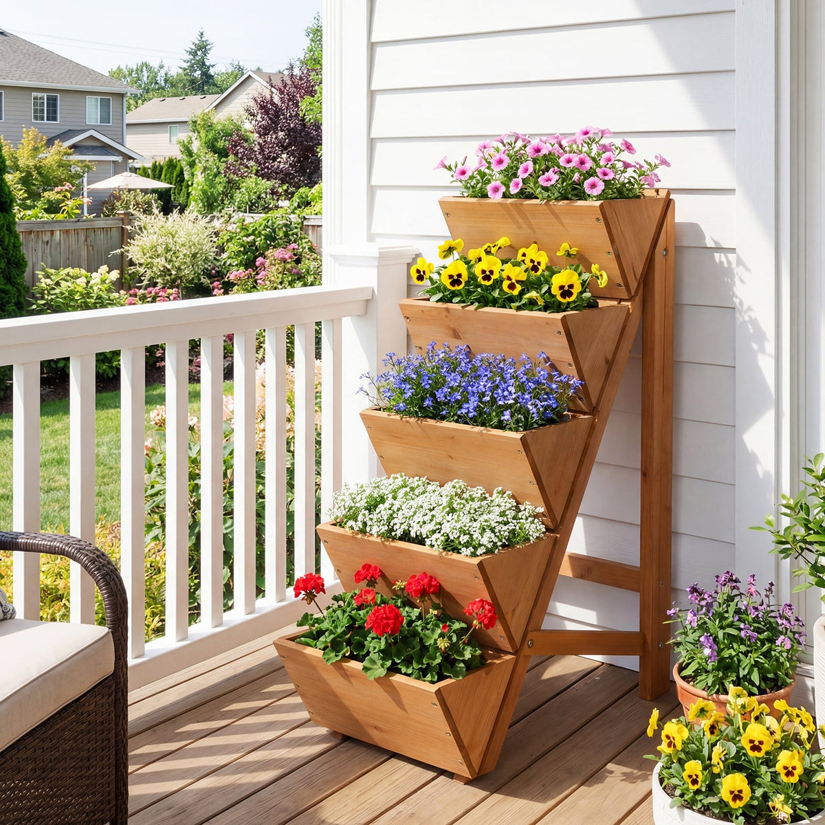 5-tier Vertical Raised Garden Bed Wood Elevated Planter Box with Legs-Orange-Raised Garden Beds-DECOROLALA
