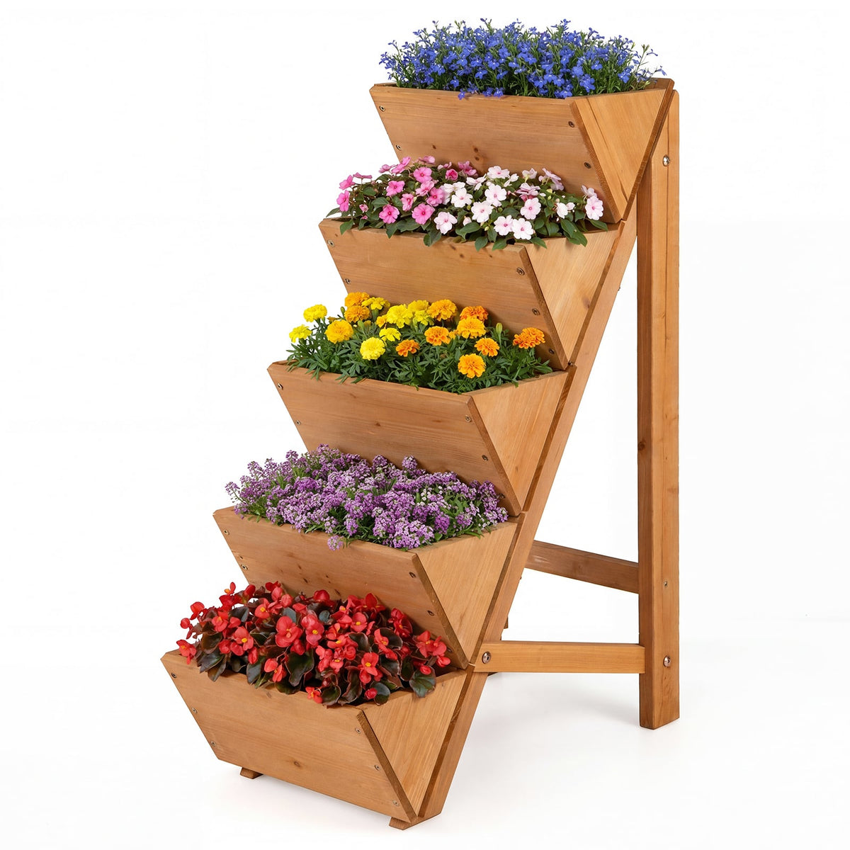 5-tier Vertical Raised Garden Bed Wood Elevated Planter Box with Legs-Orange-Raised Garden Beds-DECOROLALA