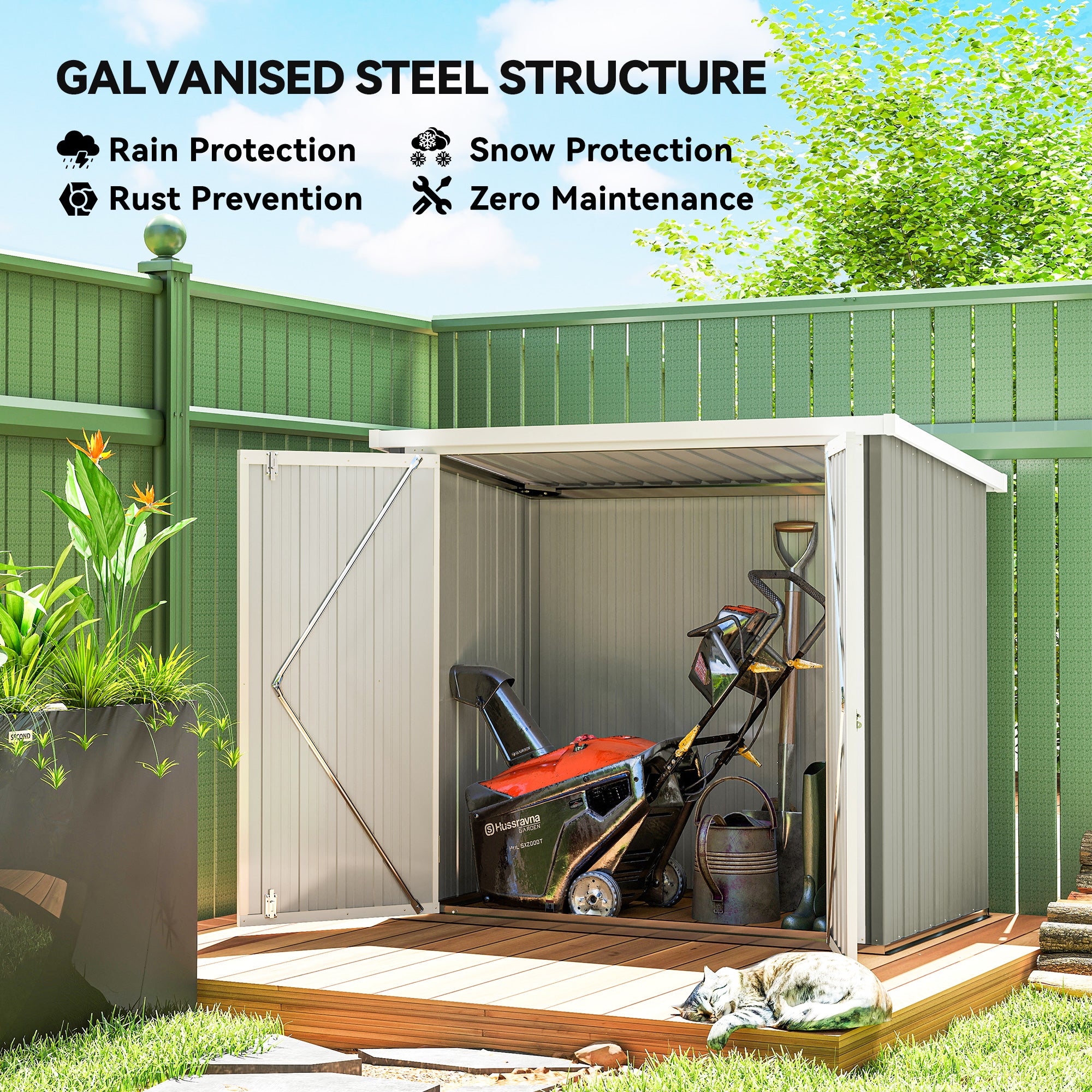5' x 3' Metal Garden Storage Shed - Grey Galvanized Steel-Patio & Garden > Lawn & Garden > Sheds-DECOROLALA
