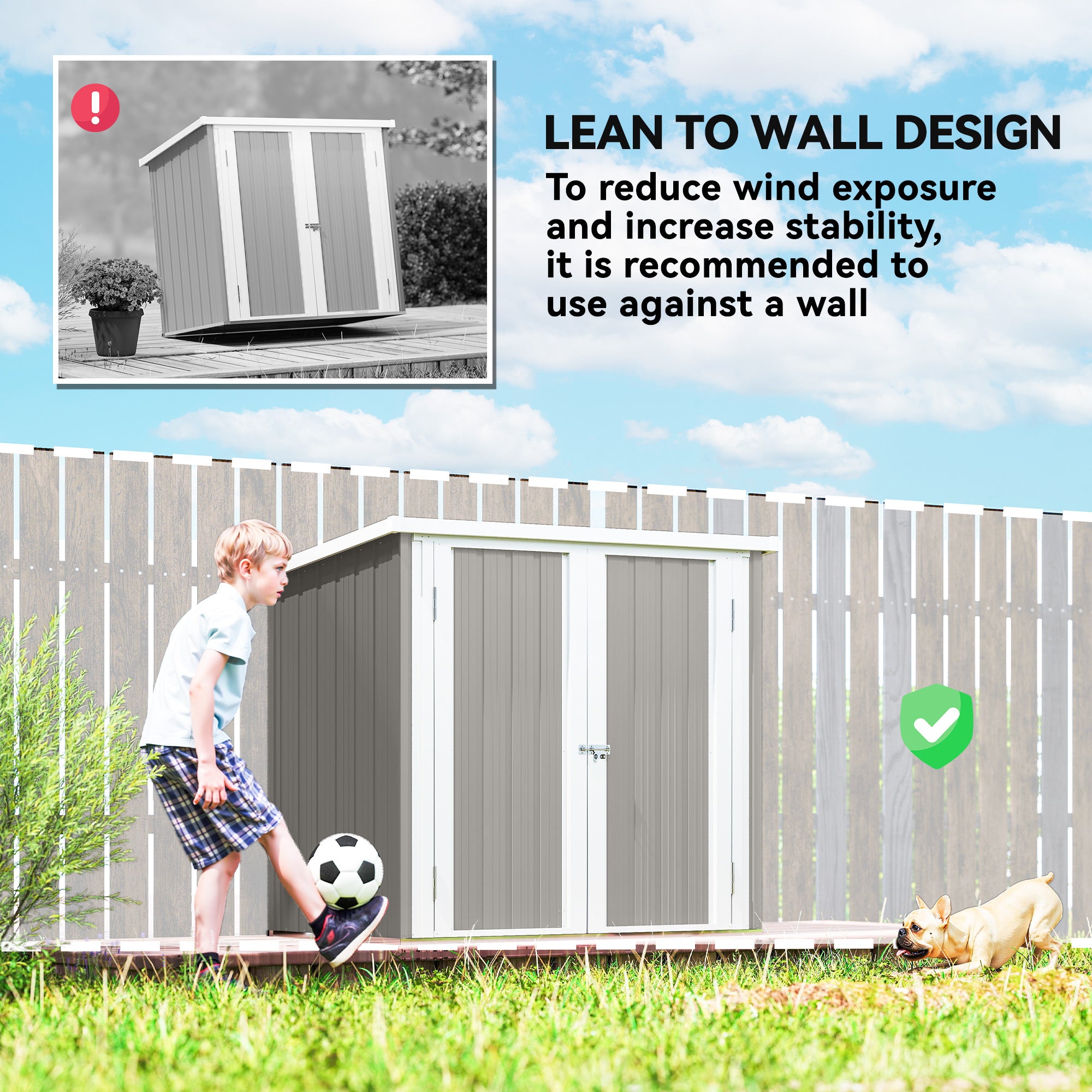 5' x 3' Metal Garden Storage Shed - Grey Galvanized Steel-Patio & Garden > Lawn & Garden > Sheds-DECOROLALA
