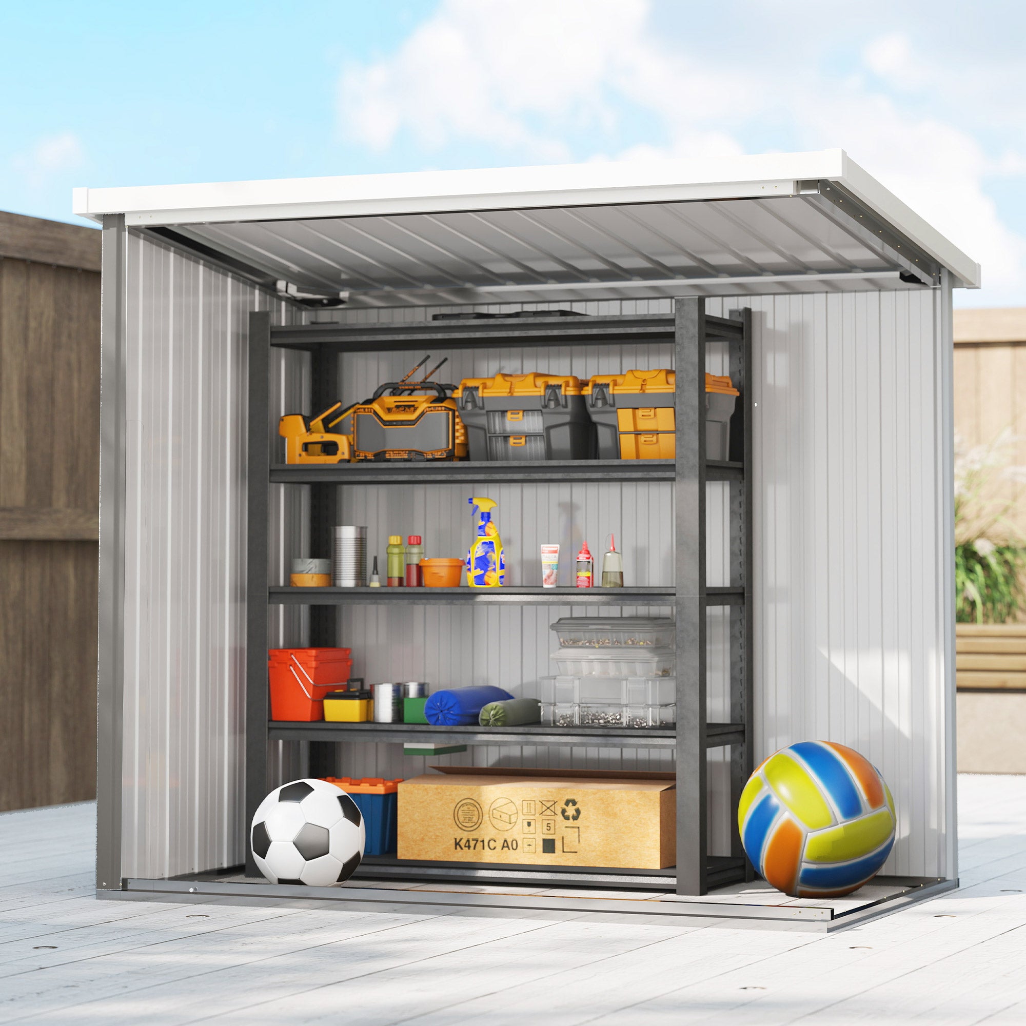 5' x 3' Metal Garden Storage Shed - Grey Galvanized Steel-Patio & Garden > Lawn & Garden > Sheds-DECOROLALA