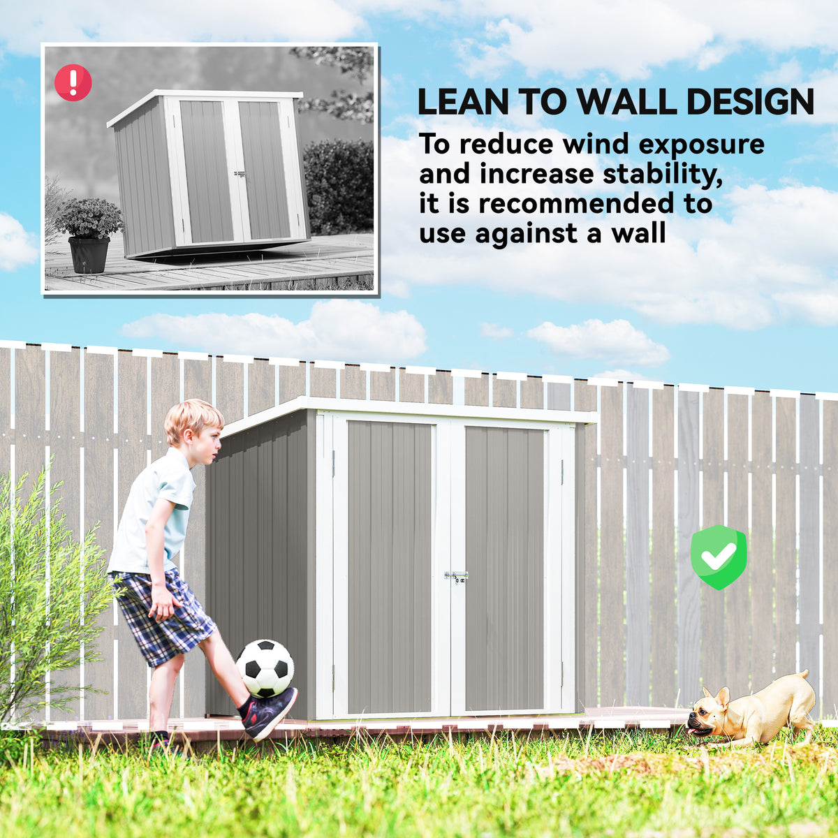 5' x 3' Metal Garden Storage Shed - Grey Galvanized Steel-Patio & Garden > Lawn & Garden > Sheds-DECOROLALA