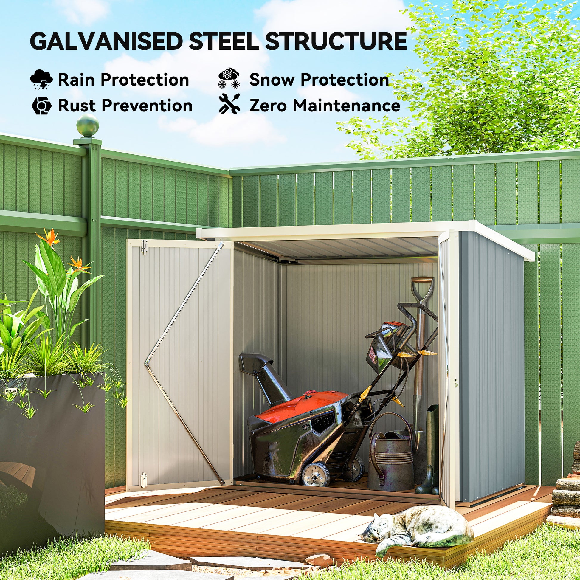 5' x 3' Metal Garden Storage Shed - Light Grey Galvanized Steel-Patio & Garden > Lawn & Garden > Sheds-DECOROLALA