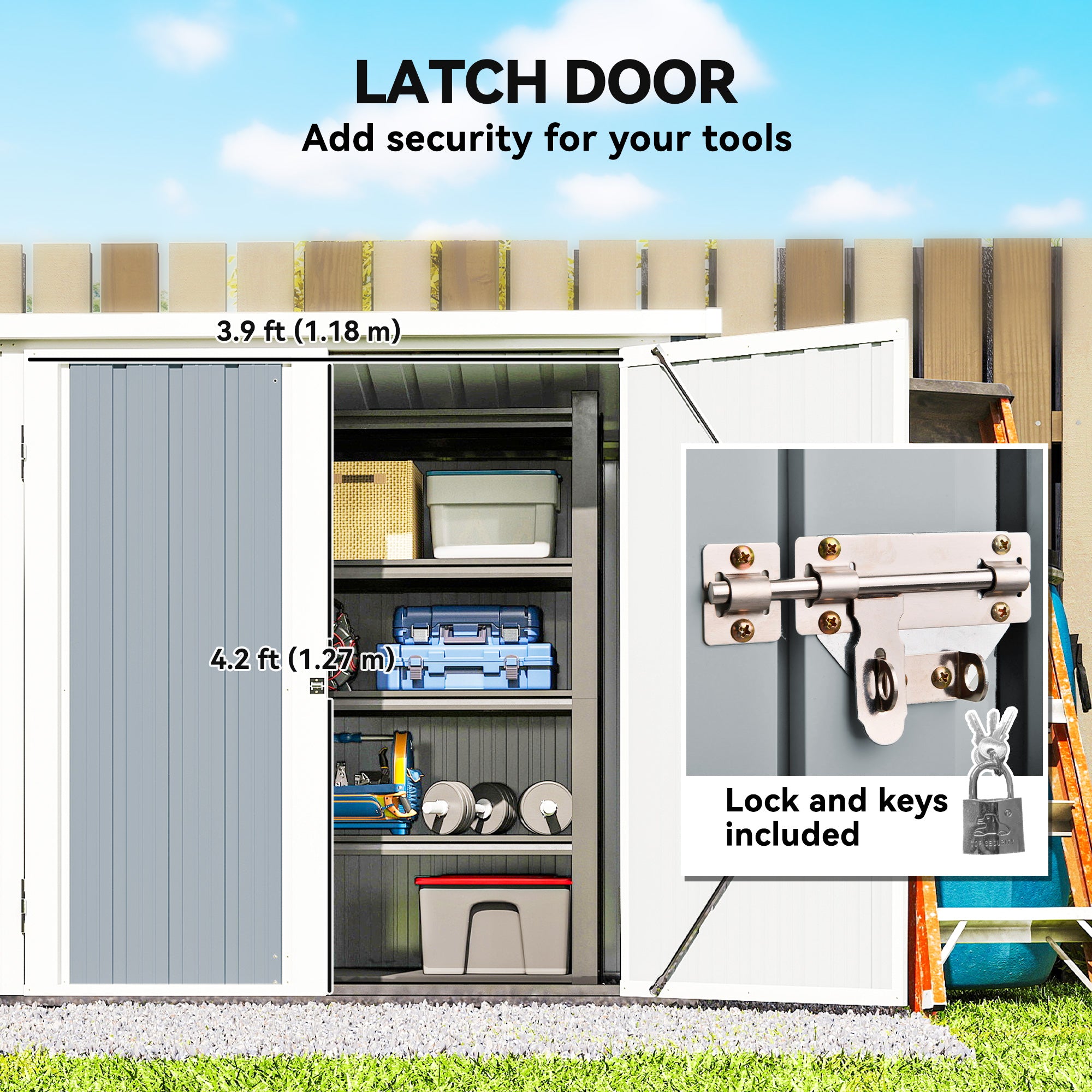 5' x 3' Metal Garden Storage Shed - Light Grey Galvanized Steel-Patio & Garden > Lawn & Garden > Sheds-DECOROLALA