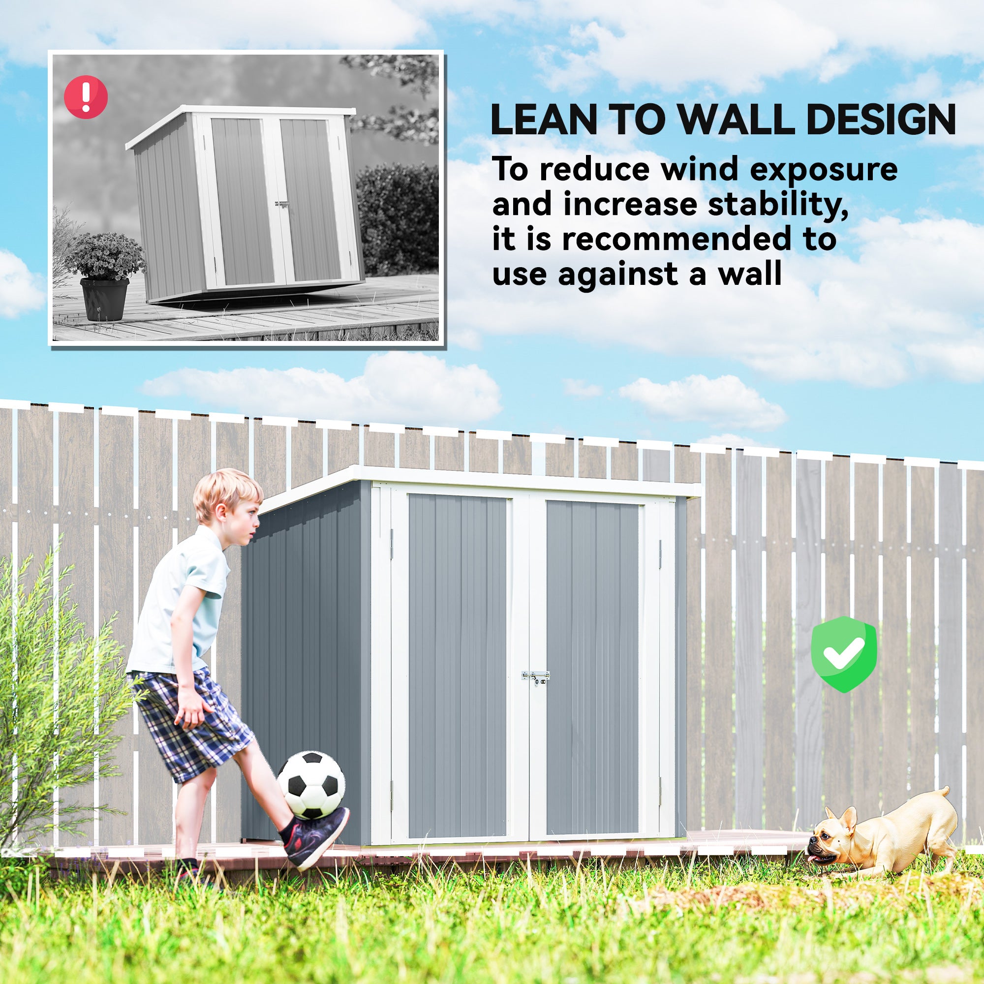 5' x 3' Metal Garden Storage Shed - Light Grey Galvanized Steel-Patio & Garden > Lawn & Garden > Sheds-DECOROLALA