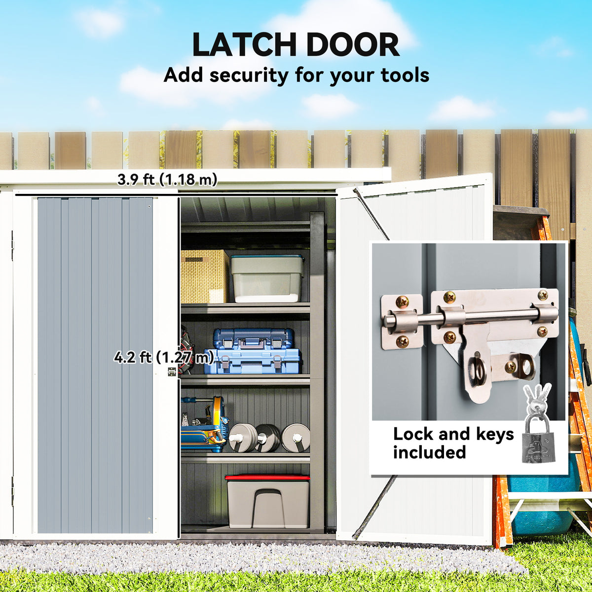 5' x 3' Metal Garden Storage Shed - Light Grey Galvanized Steel-Patio & Garden > Lawn & Garden > Sheds-DECOROLALA