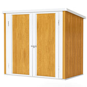 5' x 3' Metal Garden Storage Shed - Teak Galvanized Steel-DECOROLALA