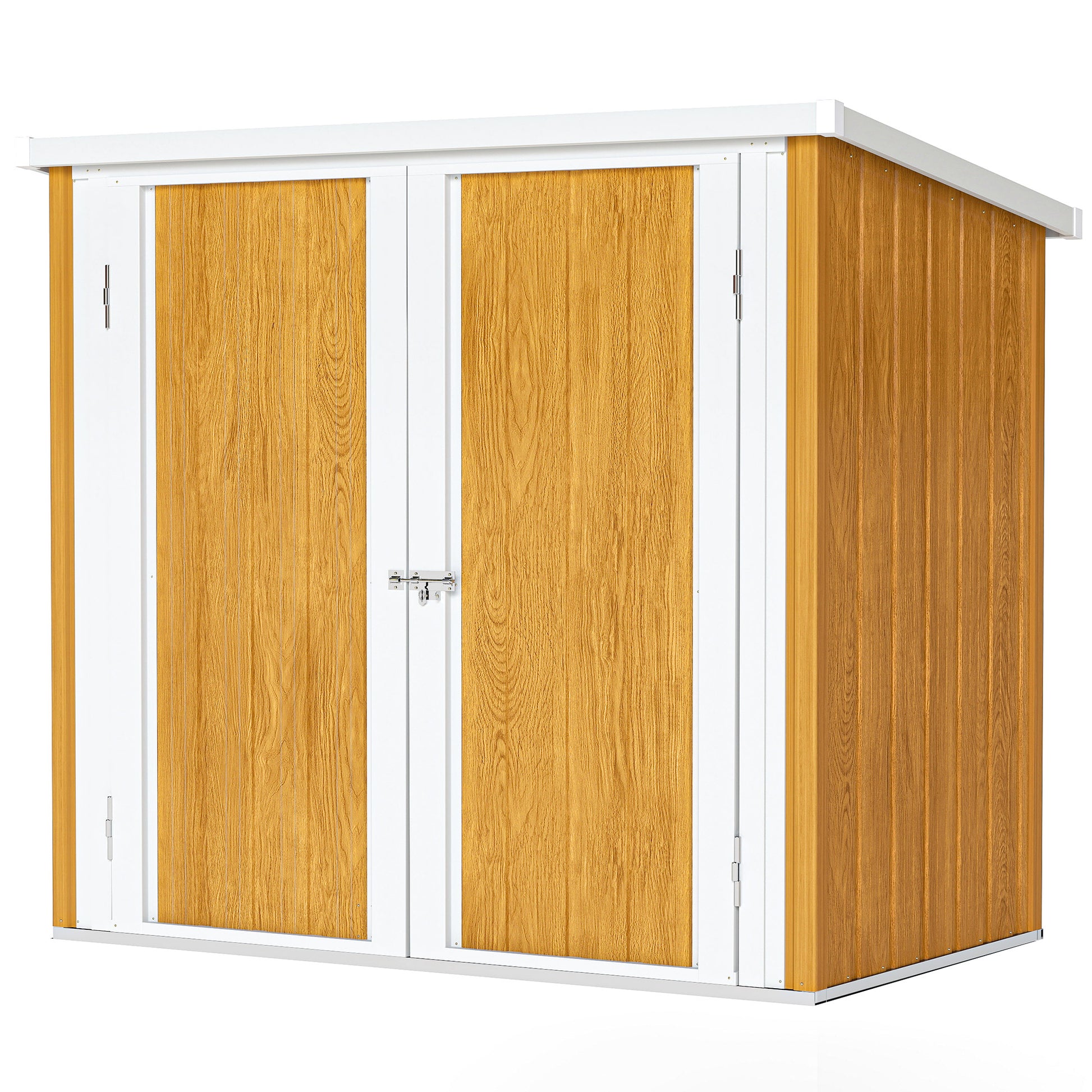 5' x 3' Metal Garden Storage Shed - Teak Galvanized Steel-DECOROLALA