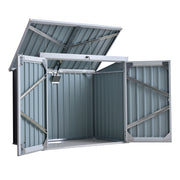 5' x 3' Outdoor Garbage Bin Storage Shed - Black Steel-Patio & Garden > Lawn & Garden > Sheds-DECOROLALA