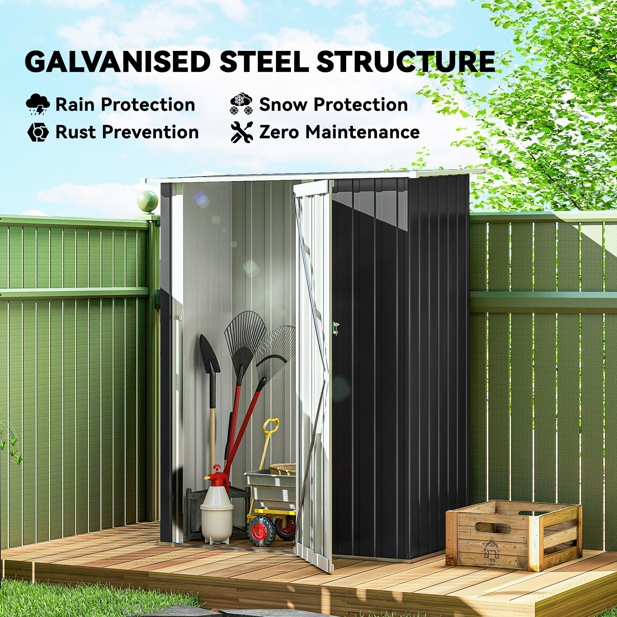 5' x 3' Outdoor Metal Garden Storage Shed - Dark Grey-Patio & Garden > Lawn & Garden > Sheds-DECOROLALA