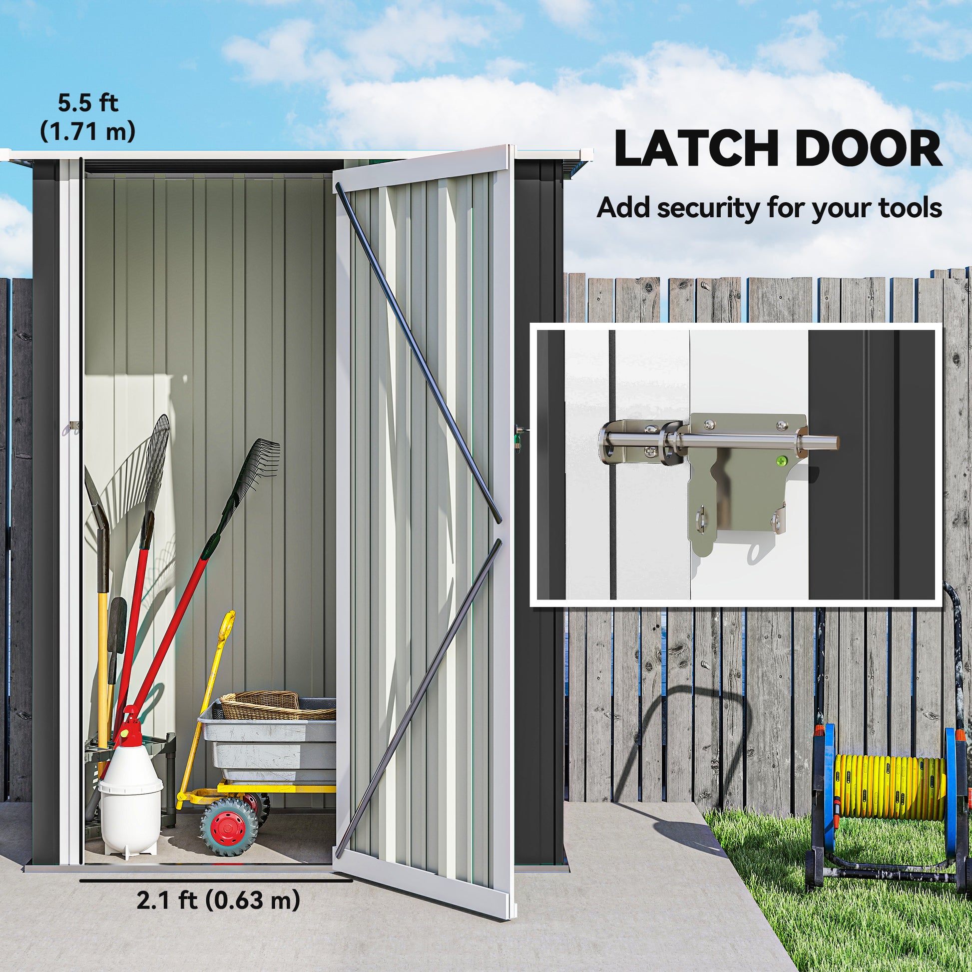 5' x 3' Outdoor Metal Garden Storage Shed - Dark Grey-Patio & Garden > Lawn & Garden > Sheds-DECOROLALA
