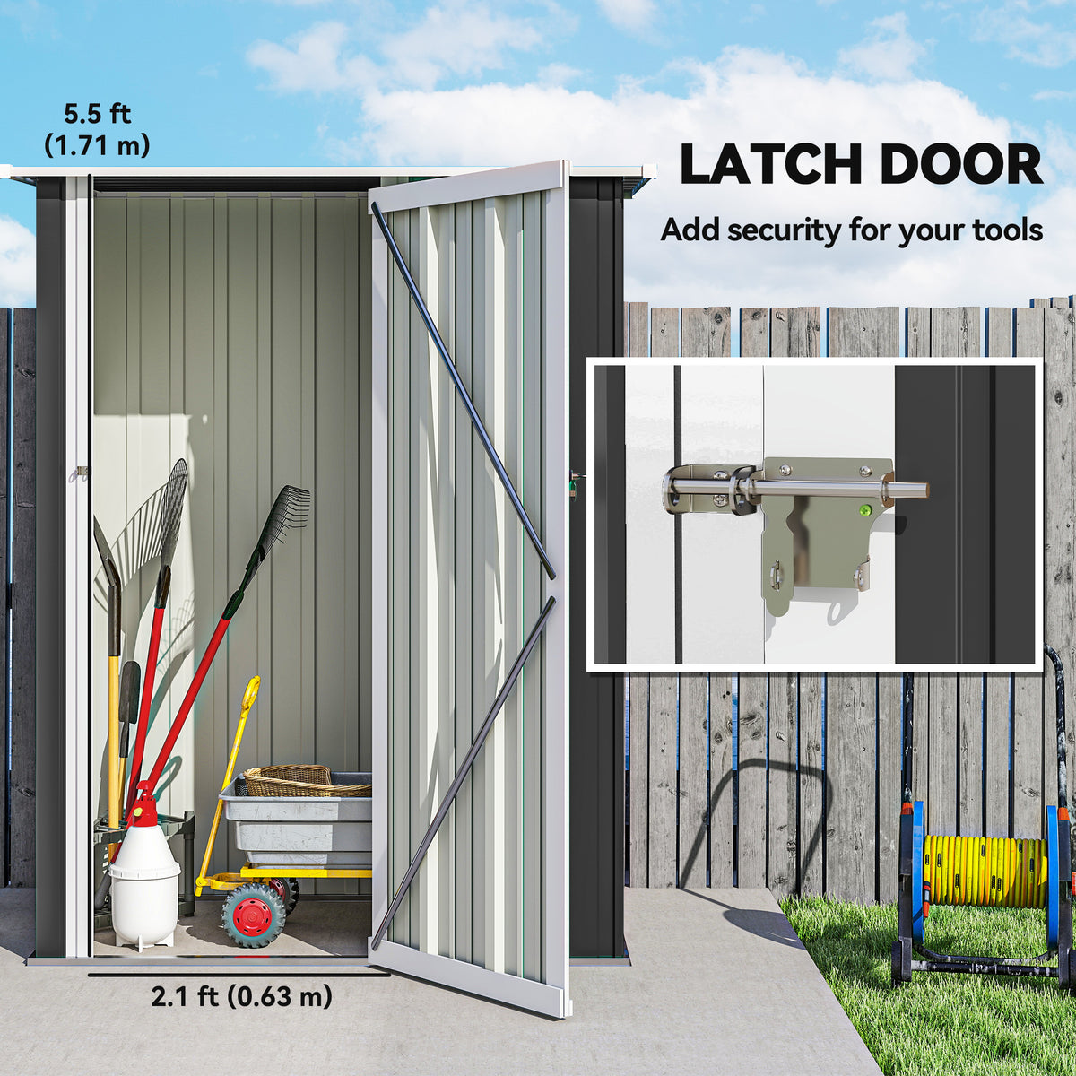 5' x 3' Outdoor Metal Garden Storage Shed - Dark Grey-Patio & Garden > Lawn & Garden > Sheds-DECOROLALA