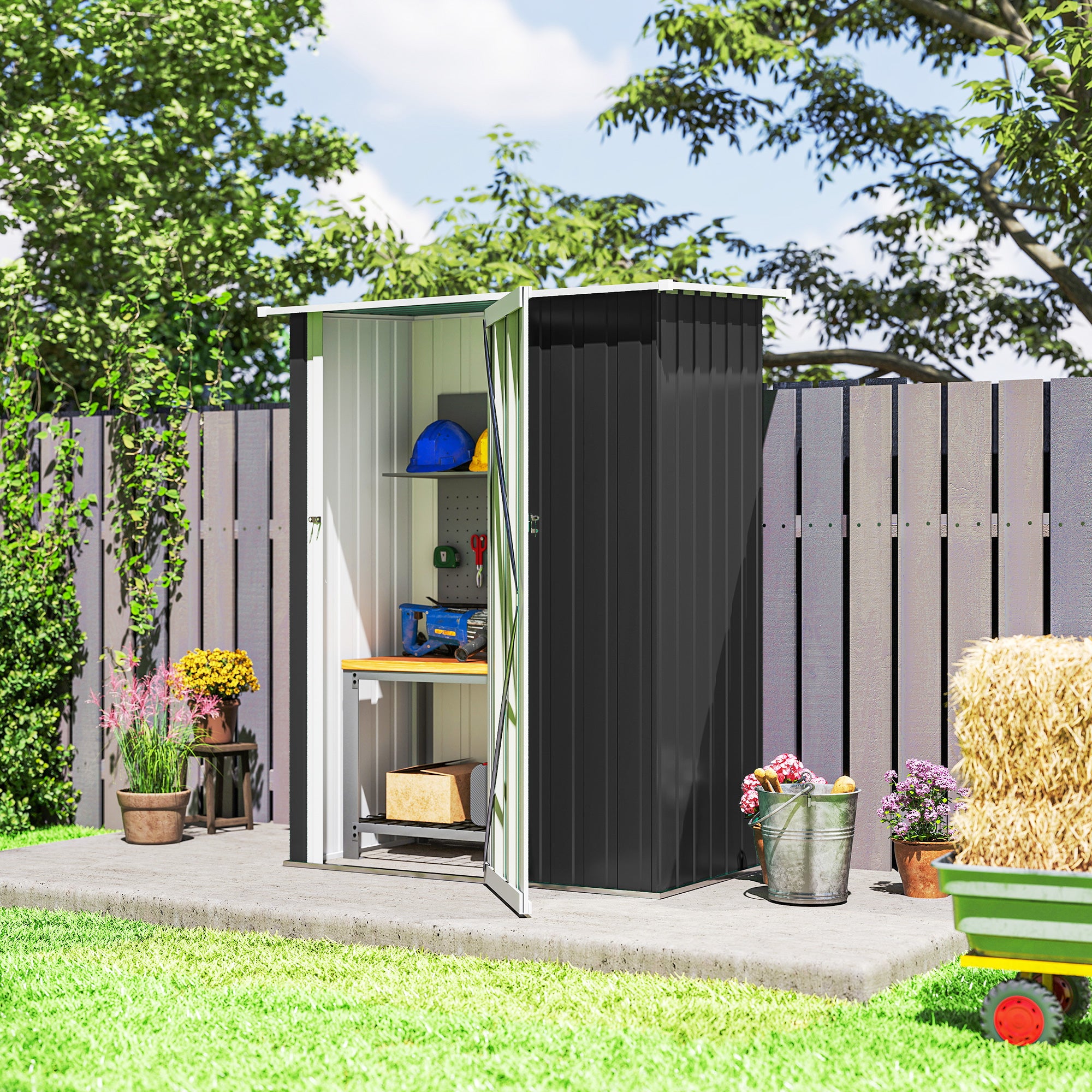 5' x 3' Outdoor Metal Garden Storage Shed - Dark Grey-Patio & Garden > Lawn & Garden > Sheds-DECOROLALA