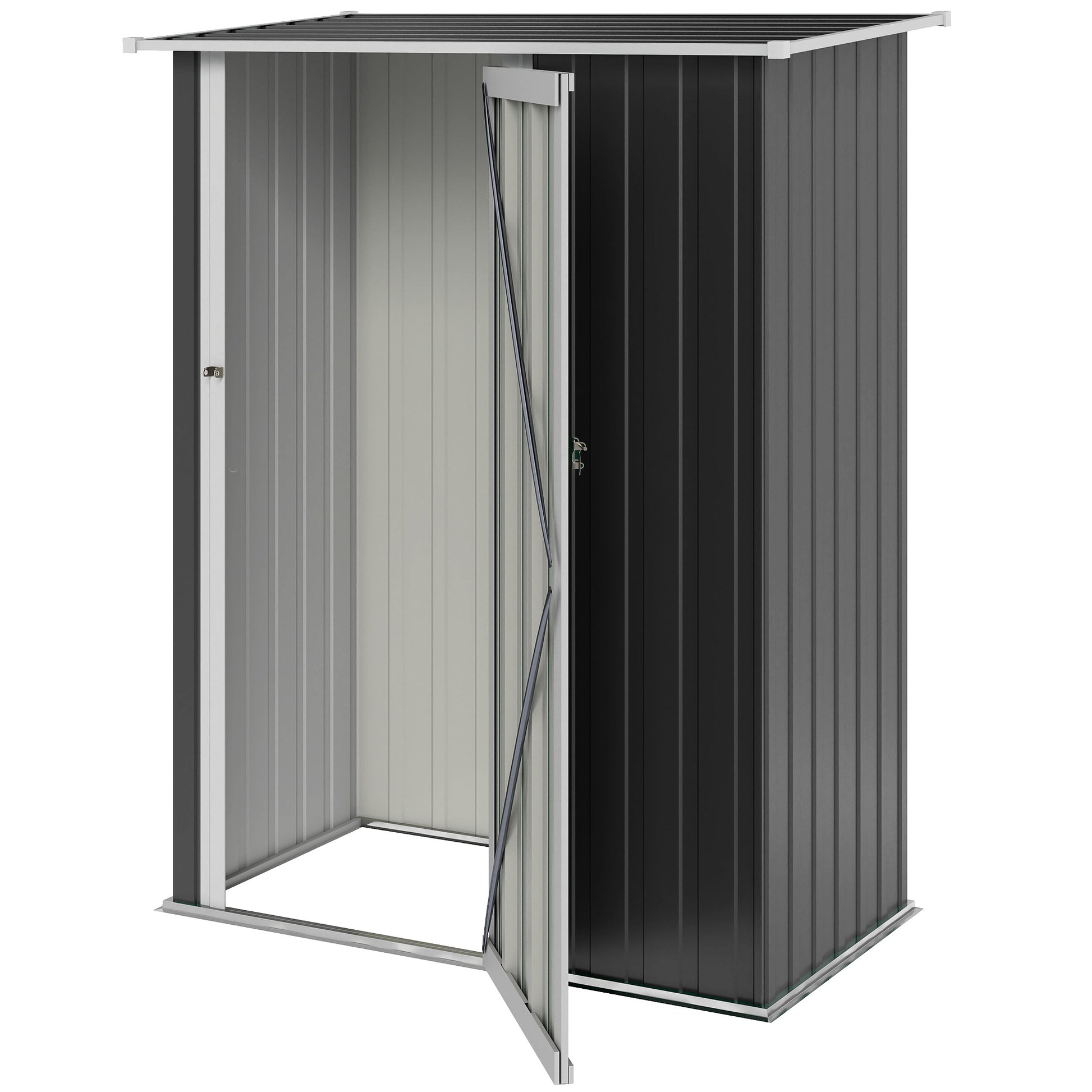 5' x 3' Outdoor Metal Garden Storage Shed - Dark Grey-Patio & Garden > Lawn & Garden > Sheds-DECOROLALA