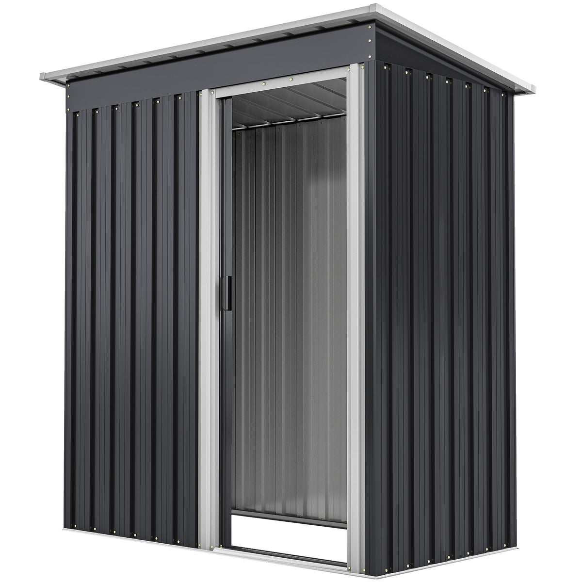 5' x 3' Outdoor Steel Storage Shed - Black Sliding Door-Patio & Garden > Lawn & Garden > Sheds-DECOROLALA