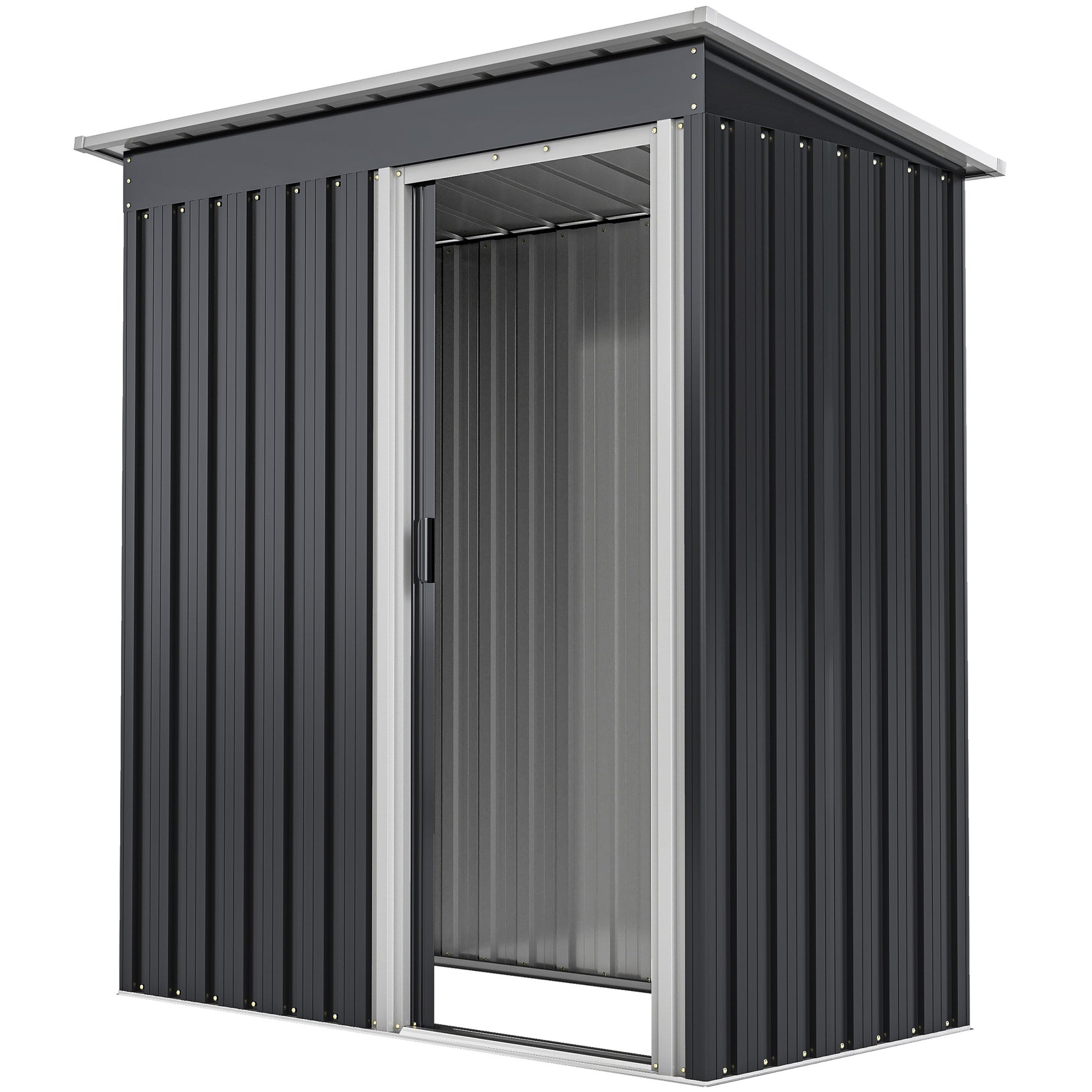 5' x 3' Outdoor Steel Storage Shed - Black Sliding Door-Patio & Garden > Lawn & Garden > Sheds-DECOROLALA