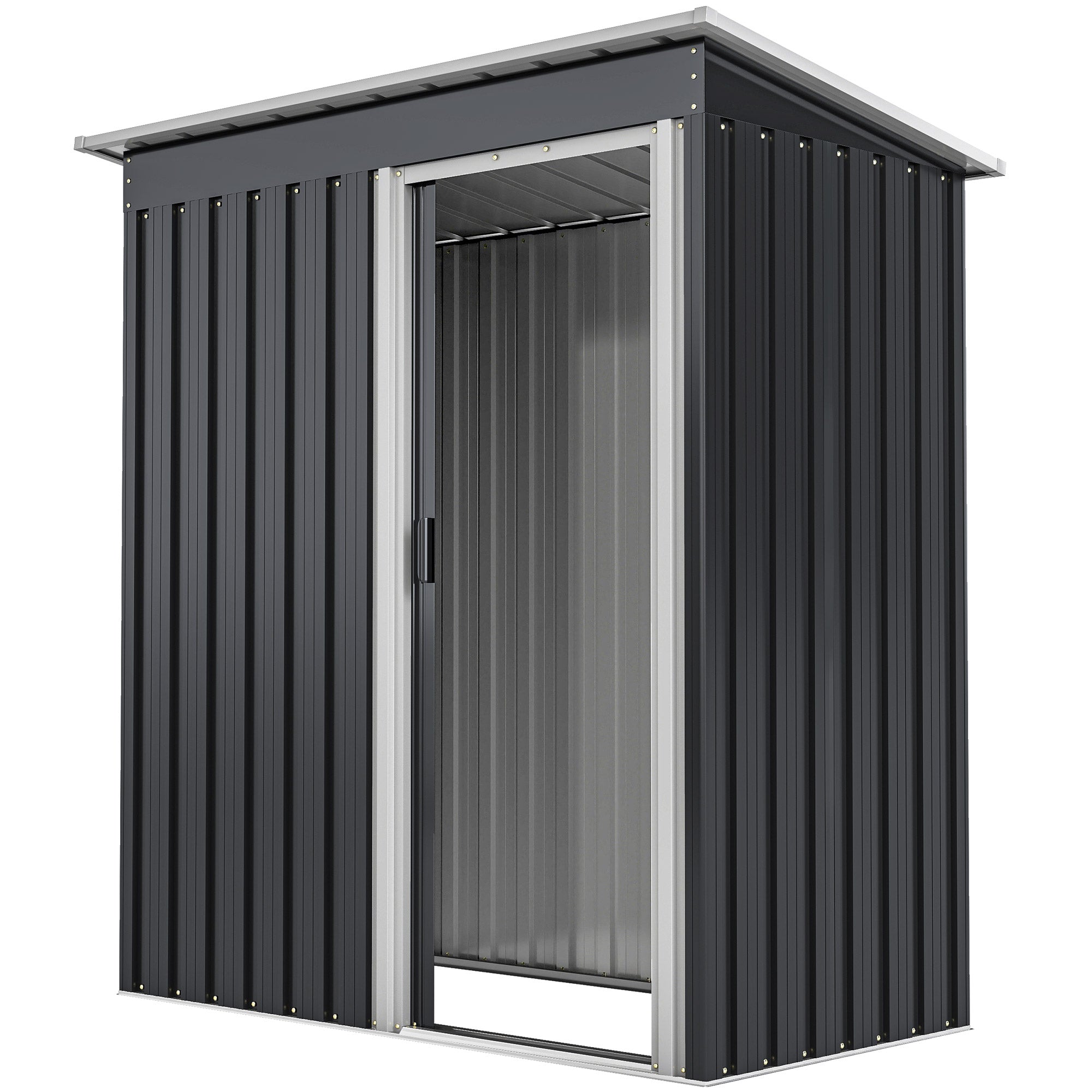 5' x 3' Outdoor Steel Storage Shed - Black Sliding Door-Patio & Garden > Lawn & Garden > Sheds-DECOROLALA