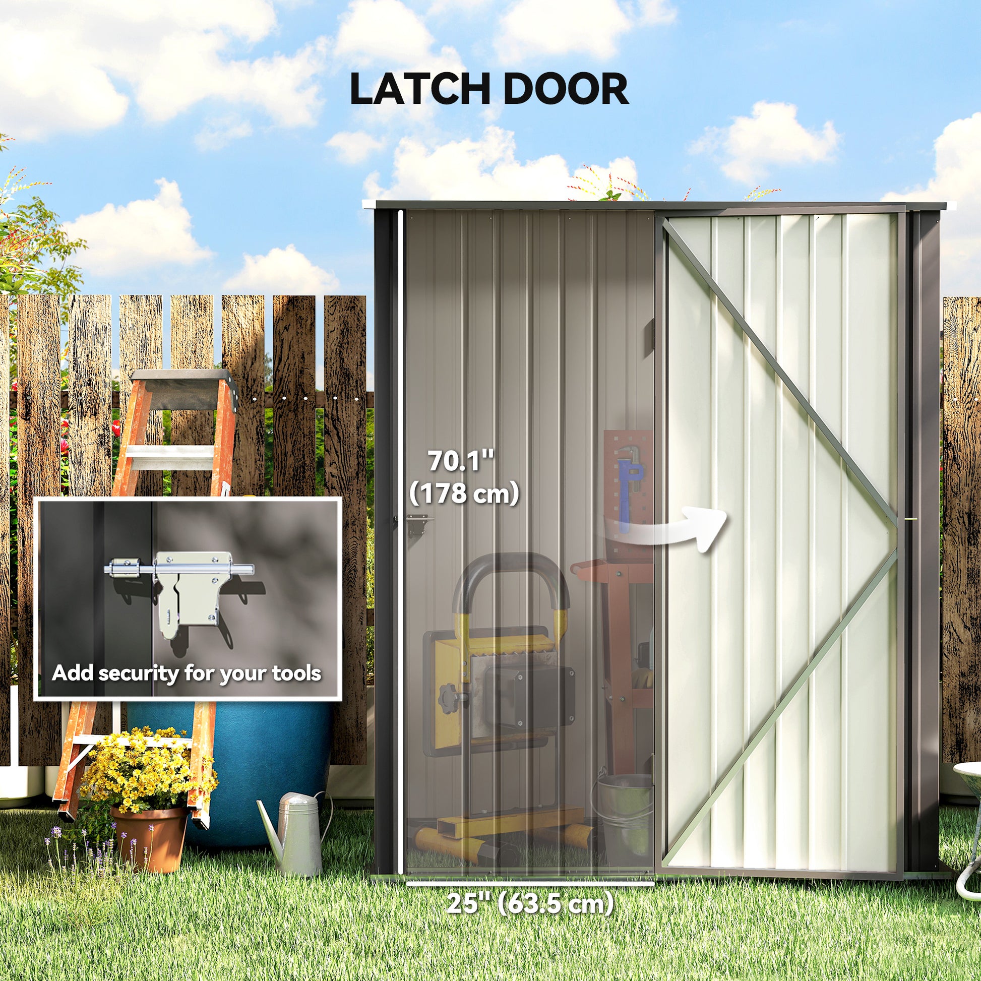 5' x 3' Outdoor Steel Storage Shed - Light Grey-Patio & Garden > Lawn & Garden > Sheds-DECOROLALA